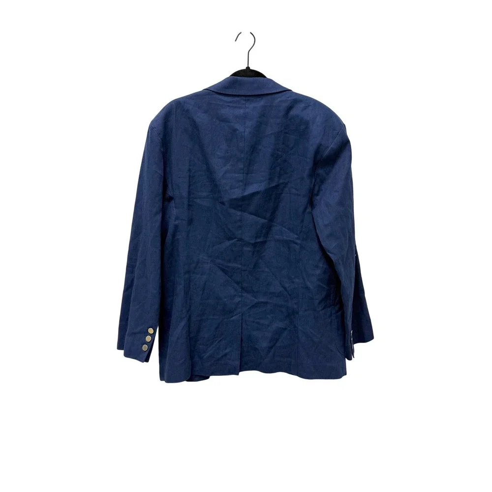 Vince Mens Navy Blue Linen Cotton Blend‎ 2-Button Blazer Jacket XL M1272-4150